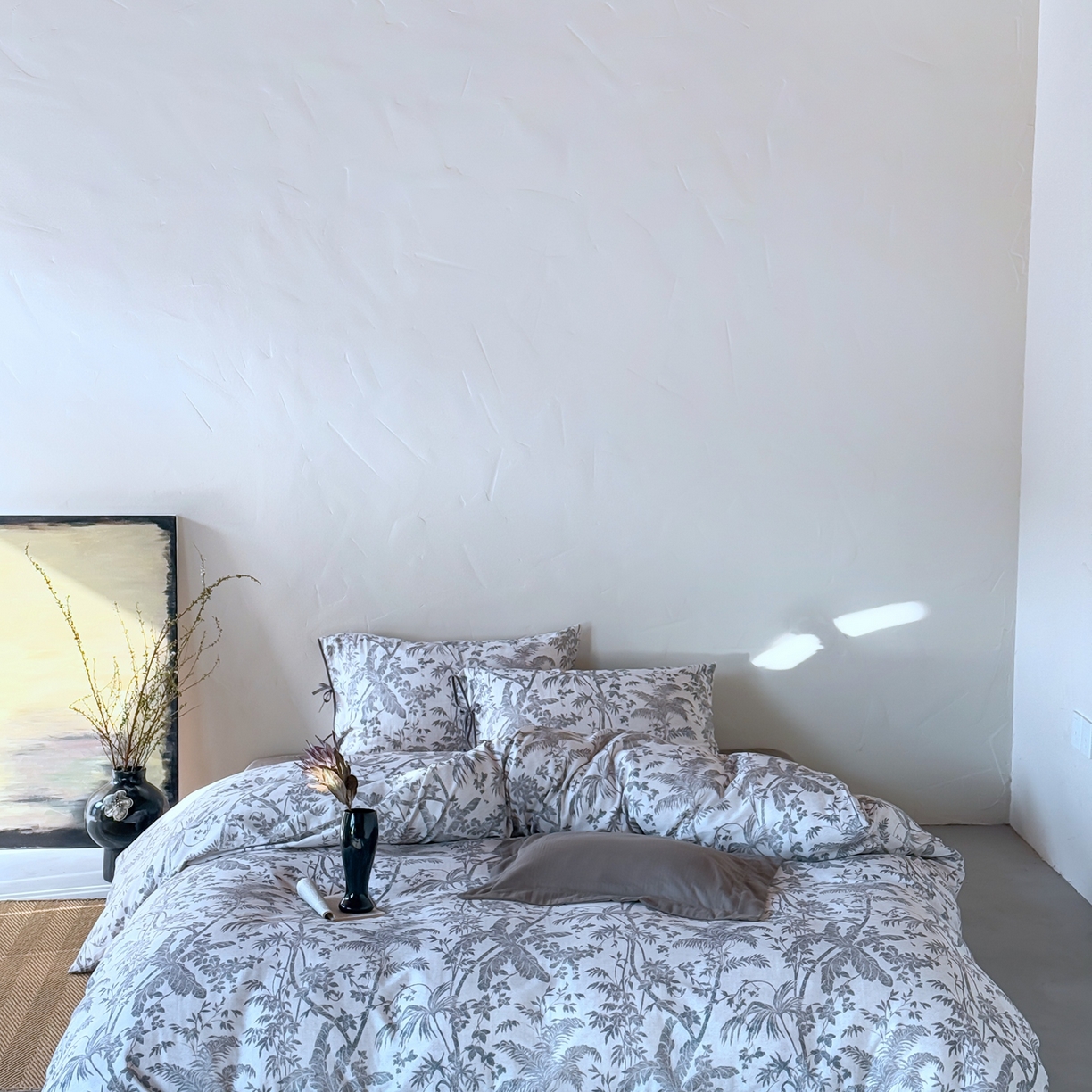 91家纺网 家纺一手货源 找家纺 涞澳家纺 2025新款全棉纯棉软烟纱四件套 浅墨疏影