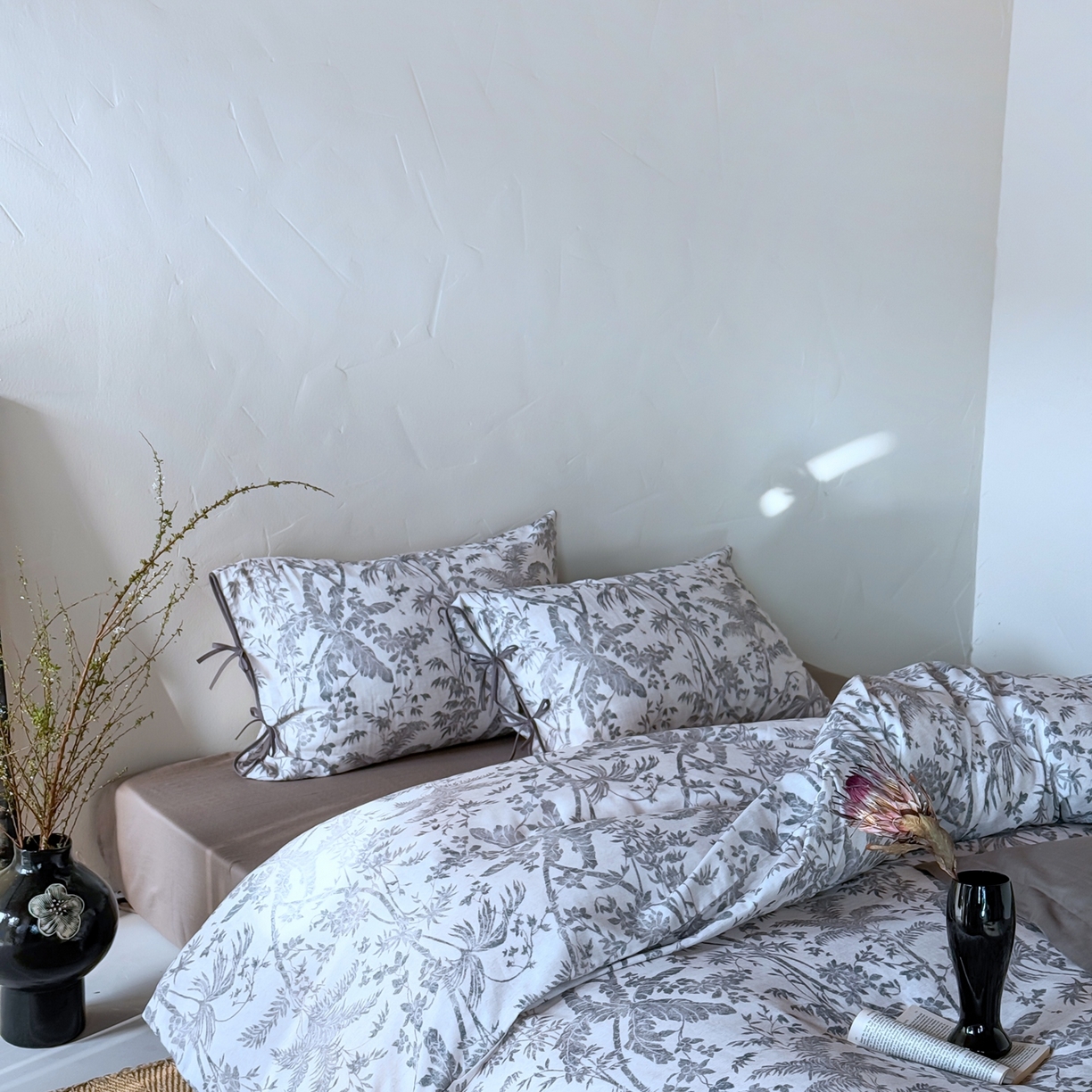 91家纺网 家纺一手货源 找家纺 涞澳家纺 2025新款全棉纯棉软烟纱四件套 浅墨疏影