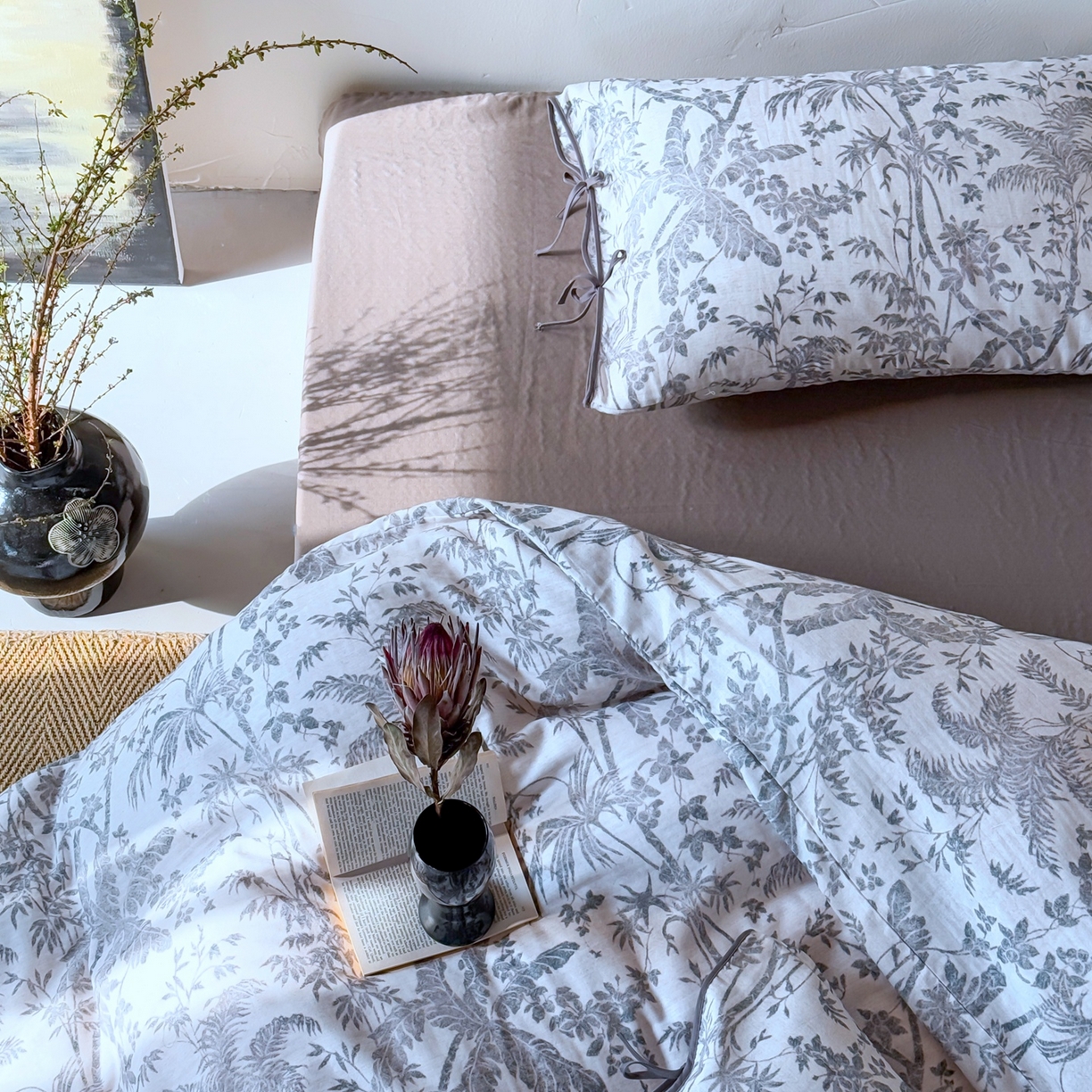 91家纺网 家纺一手货源 找家纺 涞澳家纺 2025新款全棉纯棉软烟纱四件套 浅墨疏影