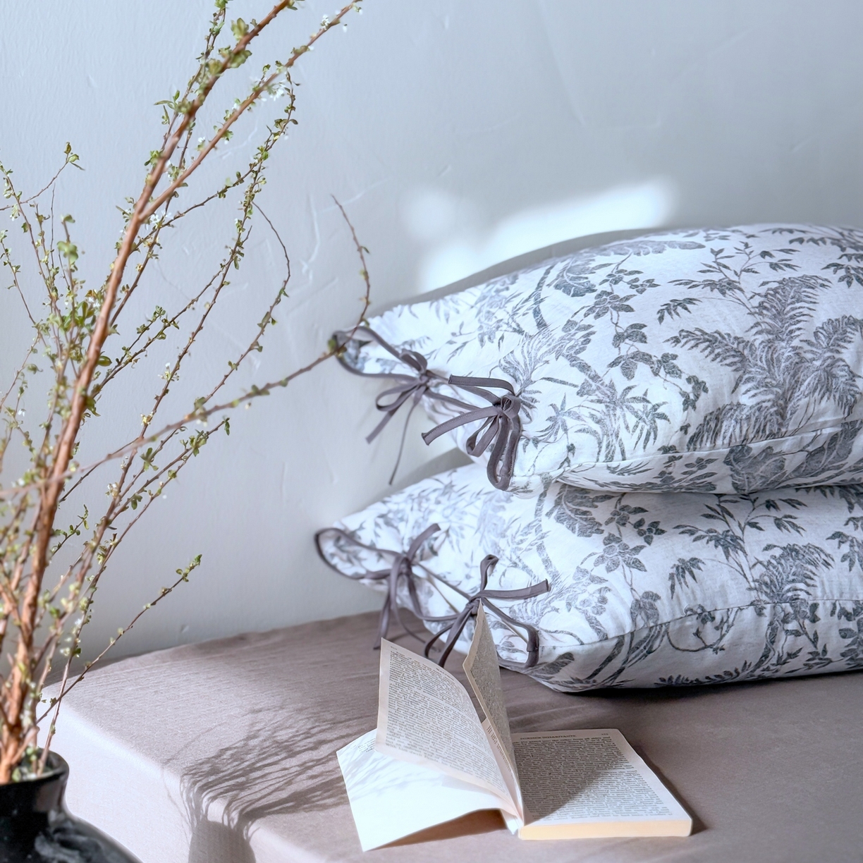 91家纺网 家纺一手货源 找家纺 涞澳家纺 2025新款全棉纯棉软烟纱四件套 浅墨疏影