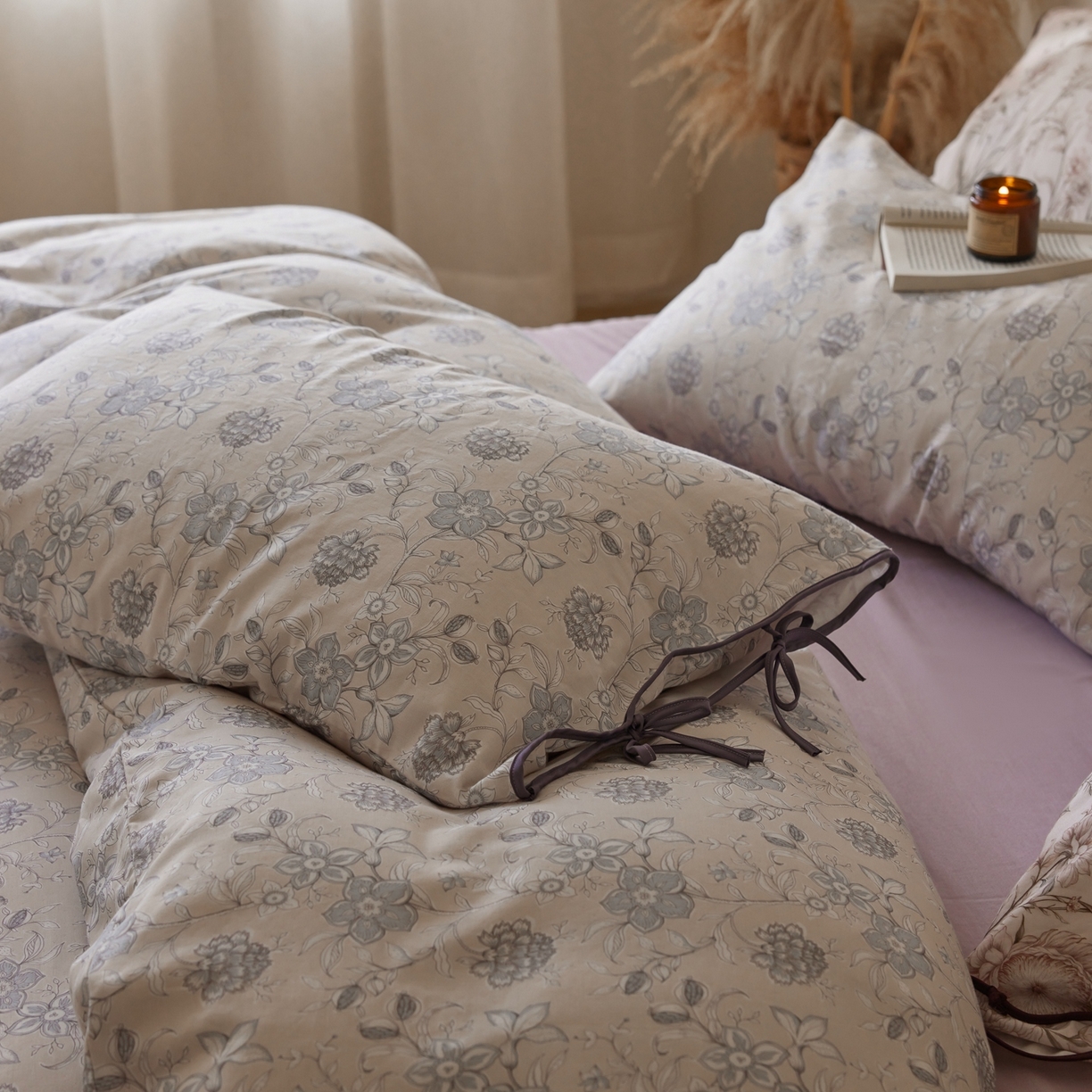 91家纺网 家纺一手货源 找家纺 涞澳家纺 2025新款全棉纯棉软烟纱四件套 一枕清欢