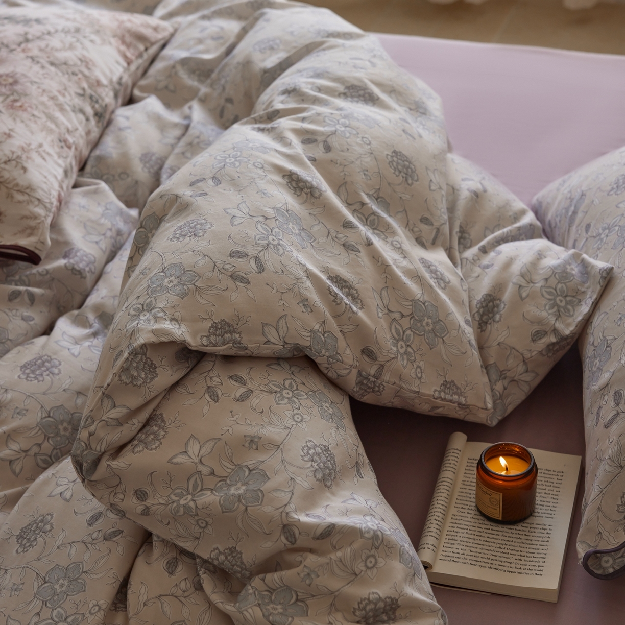 91家纺网 家纺一手货源 找家纺 涞澳家纺 2025新款全棉纯棉软烟纱四件套 一枕清欢