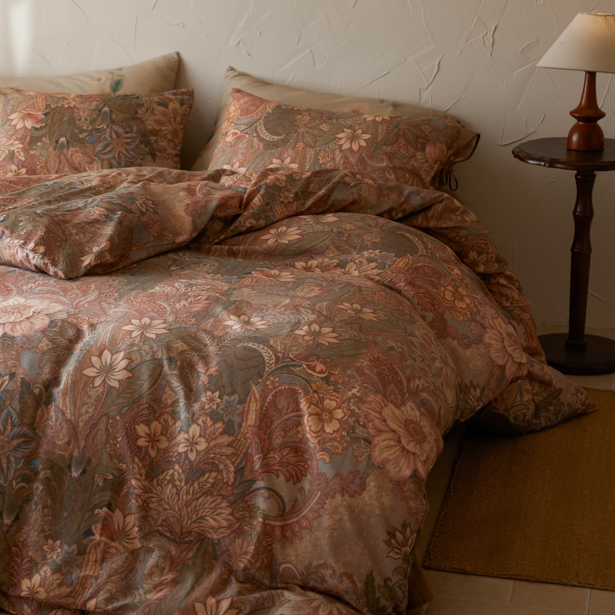 91家纺网 家纺一手货源 找家纺 涞澳家纺 2025新款全棉纯棉软烟纱四件套 艺境繁花