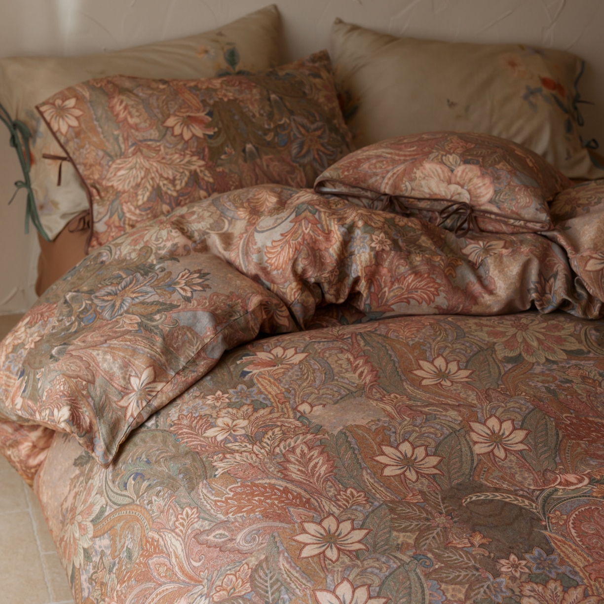 91家纺网 家纺一手货源 找家纺 涞澳家纺 2025新款全棉纯棉软烟纱四件套 艺境繁花