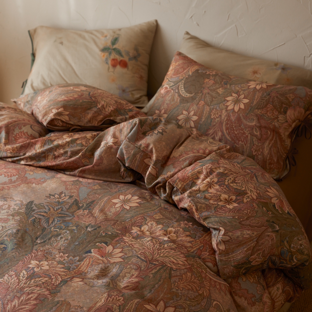 91家纺网 家纺一手货源 找家纺 涞澳家纺 2025新款全棉纯棉软烟纱四件套 艺境繁花