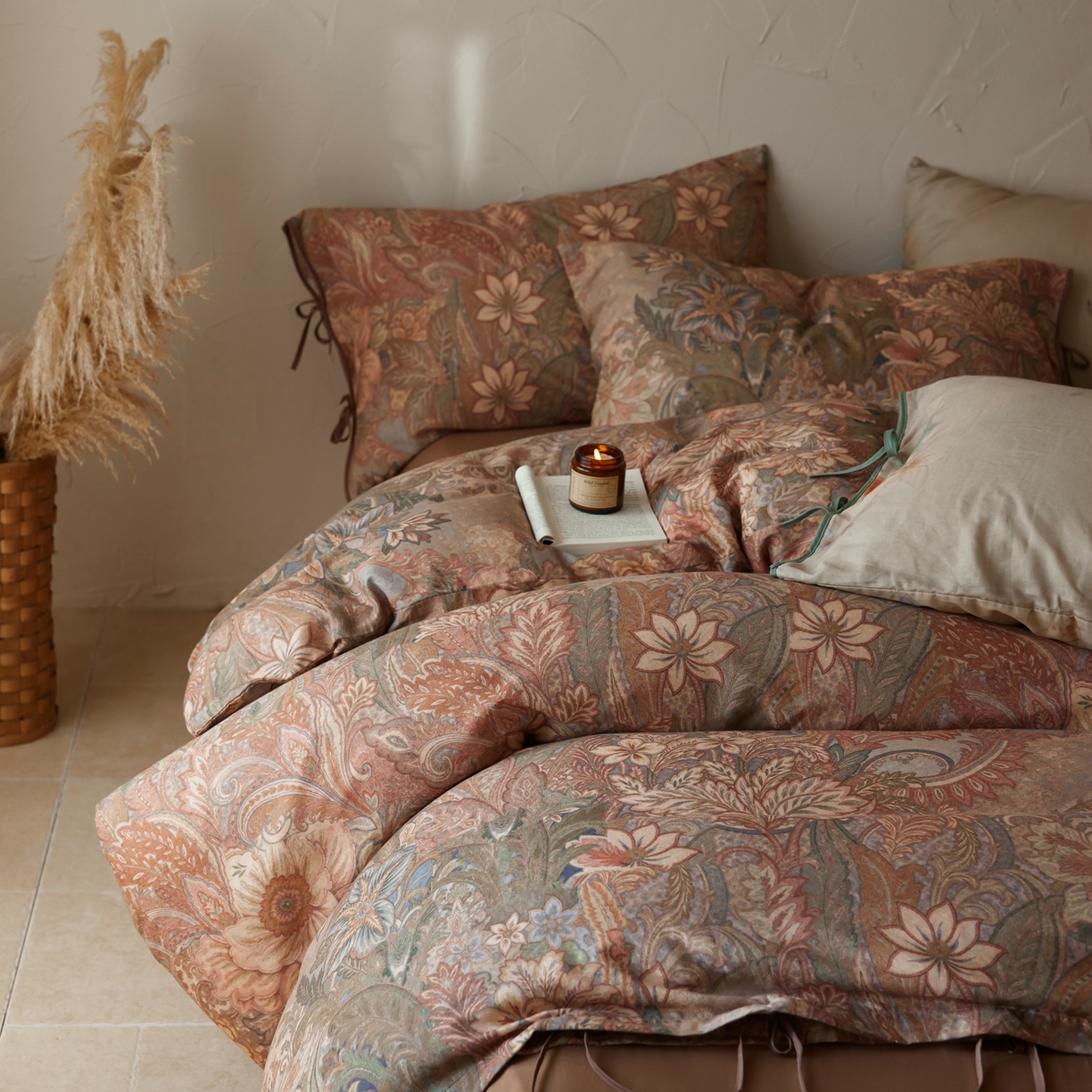 91家纺网 家纺一手货源 找家纺 涞澳家纺 2025新款全棉纯棉软烟纱四件套 艺境繁花