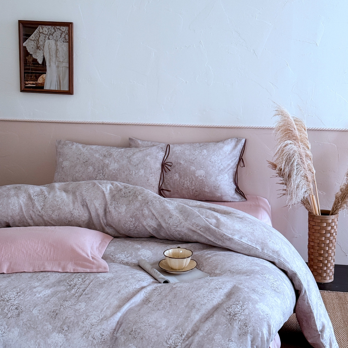 91家纺网 家纺一手货源 找家纺 涞澳家纺 2025新款全棉纯棉软烟纱四件套 幽兰静雅