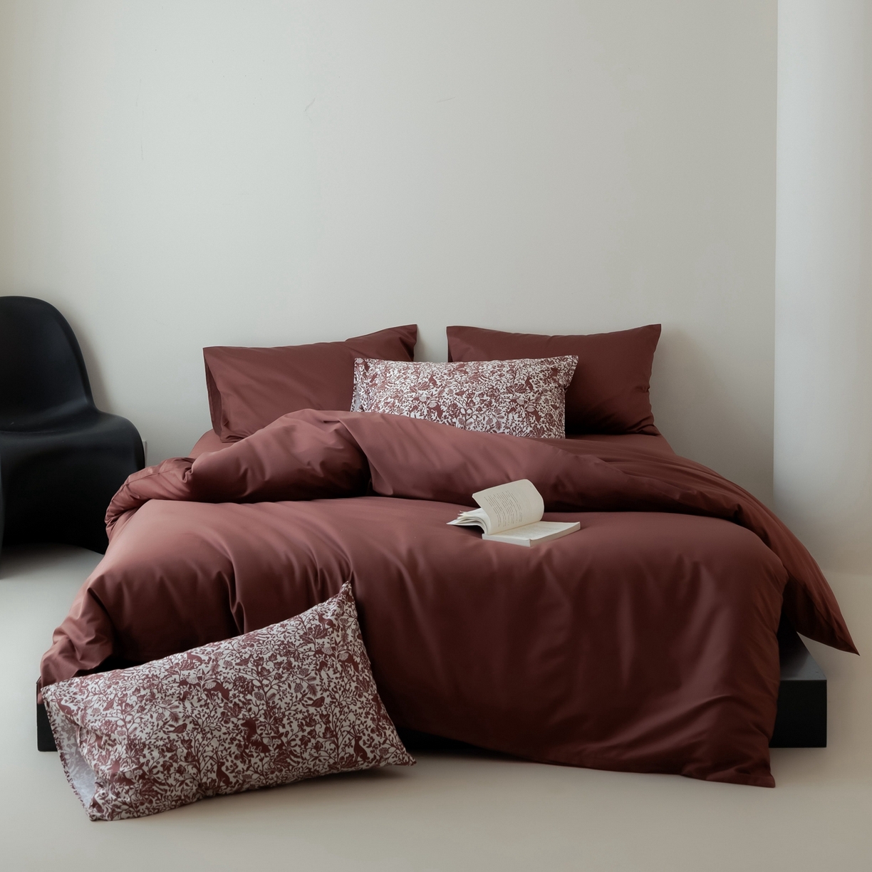 91家纺网 家纺一手货源 找家纺 涞澳家纺 2025新款全棉纯棉贡缎六件套(素色四件套+印花枕套） 荔椿