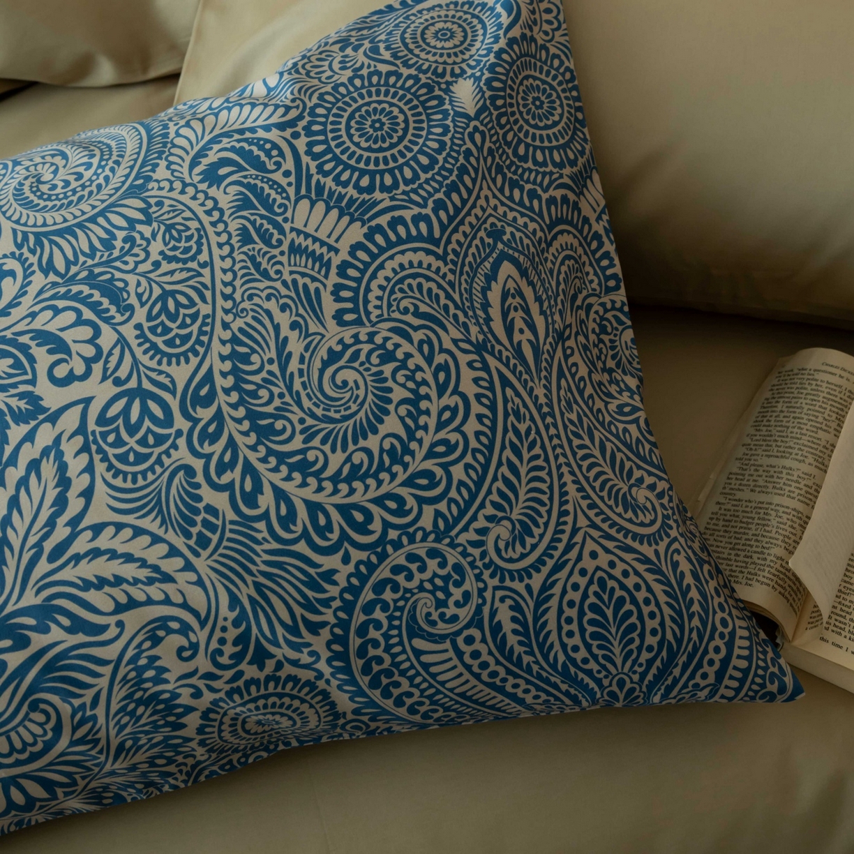 涞澳家纺 2025新款全棉纯棉贡缎六件套(素色四件套+印花枕套） 赛娜-枕套