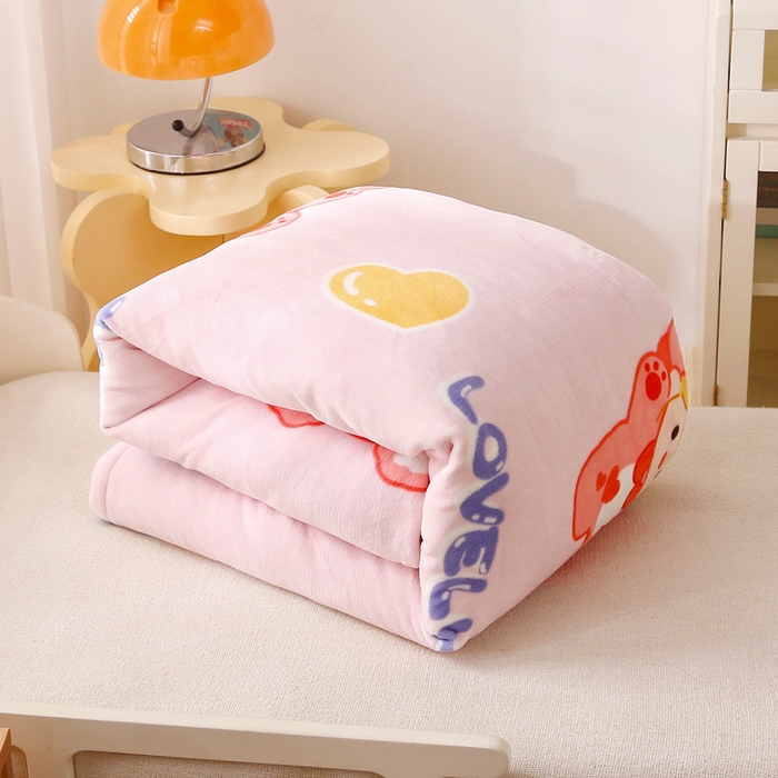 91家纺网 家纺一手货源 找家纺 吉咪兔 2025新款儿童卡通牛奶绒双面绒幼儿园被子三件套六件套保暖被褥被套 可爱女孩