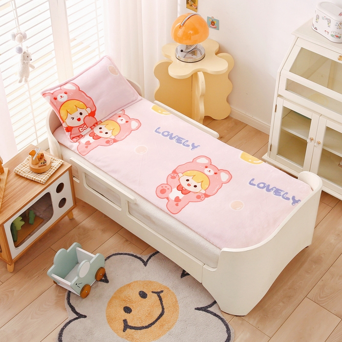 91家纺网 家纺一手货源 找家纺 吉咪兔 2025新款儿童卡通牛奶绒双面绒幼儿园被子三件套六件套保暖被褥被套 可爱女孩