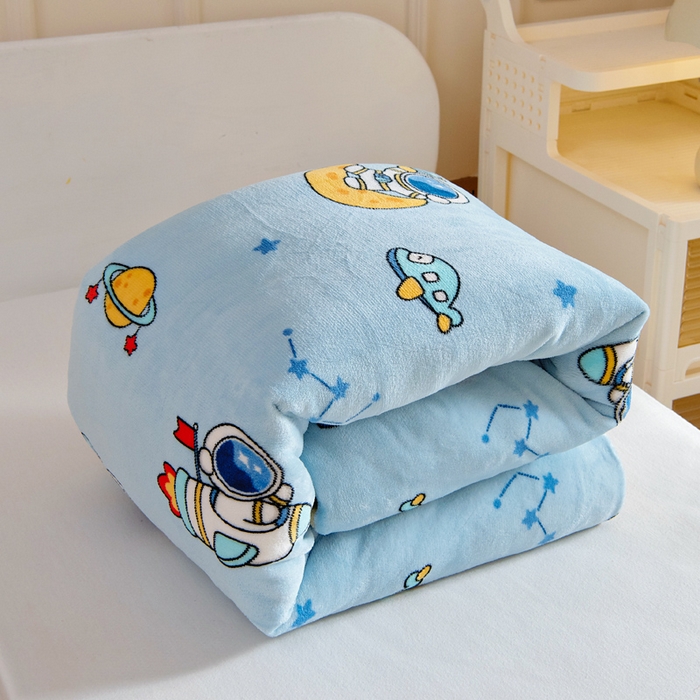 91家纺网 家纺一手货源 找家纺 吉咪兔 2025新款儿童卡通牛奶绒双面绒幼儿园被子三件套六件套保暖被褥被套 探索宇宙