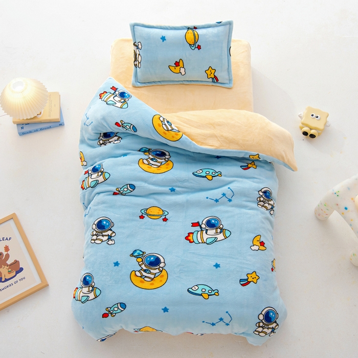 91家纺网 家纺一手货源 找家纺 吉咪兔 2025新款儿童卡通牛奶绒双面绒幼儿园被子三件套六件套保暖被褥被套 探索宇宙,探索宇宙