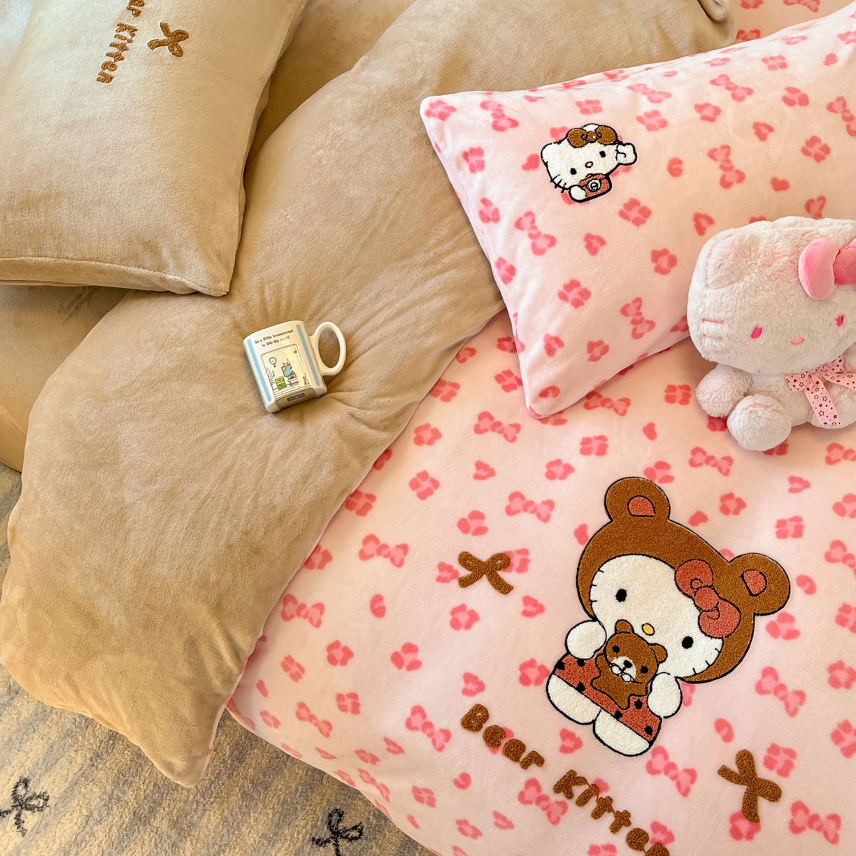 91家纺网 家纺一手货源 找家纺 如一 2025新款卡通毛巾绣系列牛奶绒四件套第一批 豹纹黑皮