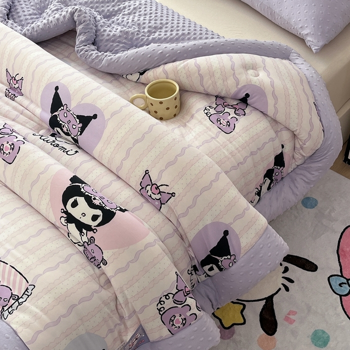 91家纺网 家纺一手货源 找家纺 花满路 2025新款儿童秋冬豆豆被库洛米