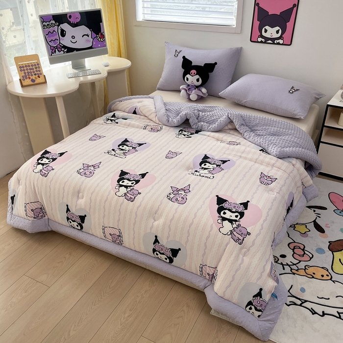 91家纺网 家纺一手货源 找家纺 花满路 2025新款儿童秋冬豆豆被库洛米