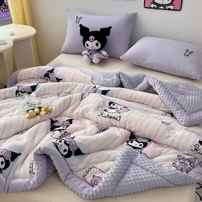 91家纺网 家纺一手货源 找家纺 花满路 2025新款儿童秋冬豆豆被库洛米