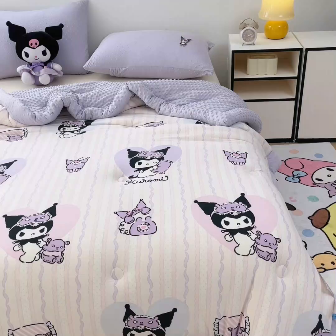 91家纺网 家纺一手货源 找家纺 花满路 2025新款儿童秋冬豆豆被库洛米