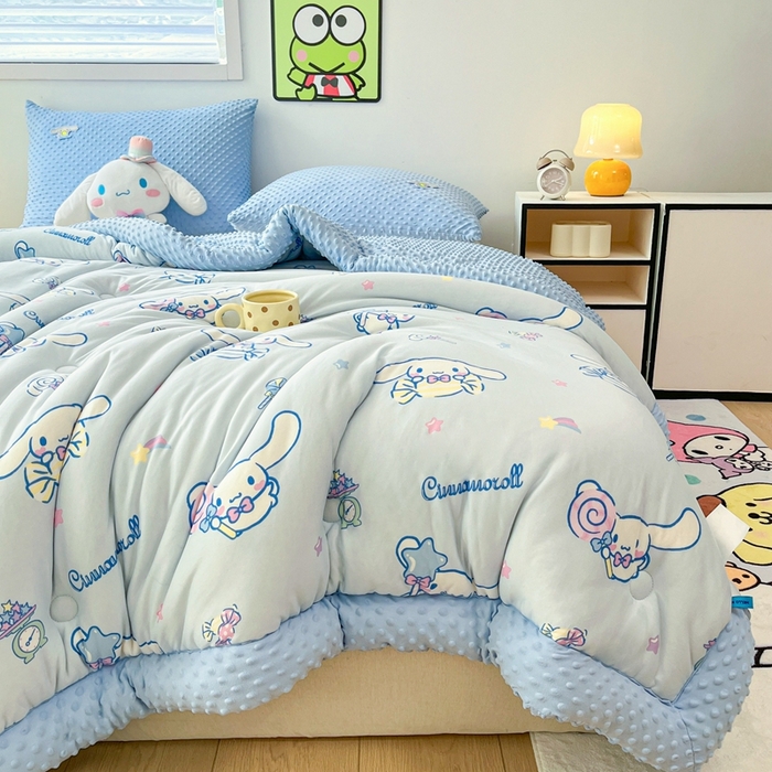 91家纺网 家纺一手货源 找家纺 花满路 2025新款儿童秋冬豆豆被糖果大耳狗