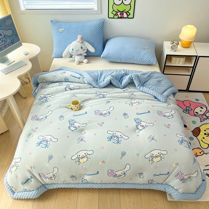 91家纺网 家纺一手货源 找家纺 花满路 2025新款儿童秋冬豆豆被糖果大耳狗