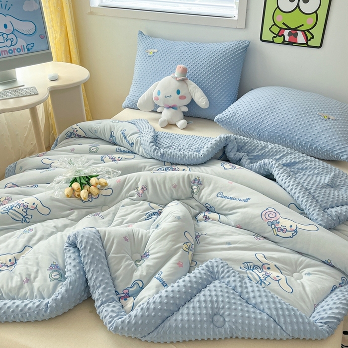 91家纺网 家纺一手货源 找家纺 花满路 2025新款儿童秋冬豆豆被糖果大耳狗