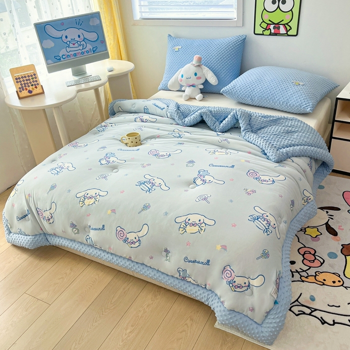 91家纺网 家纺一手货源 找家纺 花满路 2025新款儿童秋冬豆豆被糖果大耳狗