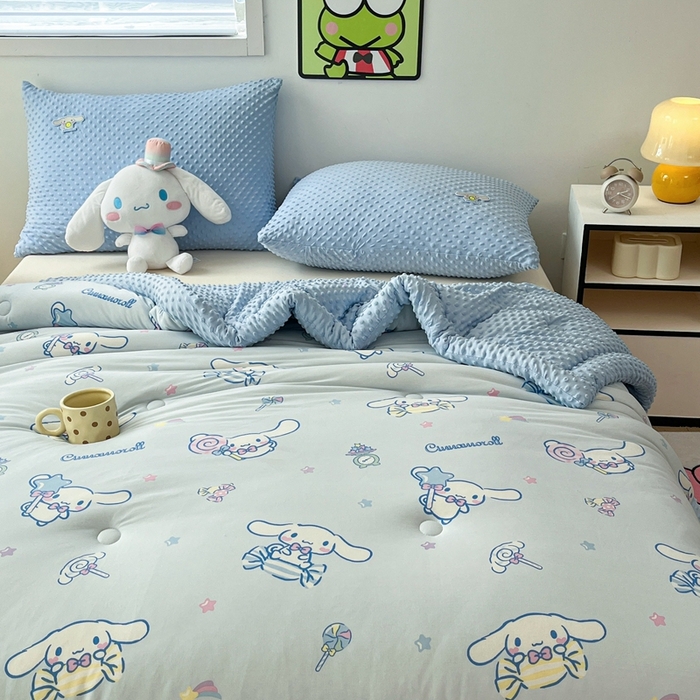 91家纺网 家纺一手货源 找家纺 花满路 2025新款儿童秋冬豆豆被糖果大耳狗