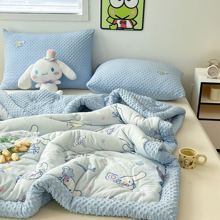 91家纺网 家纺一手货源 找家纺 花满路 2025新款儿童秋冬豆豆被糖果大耳狗