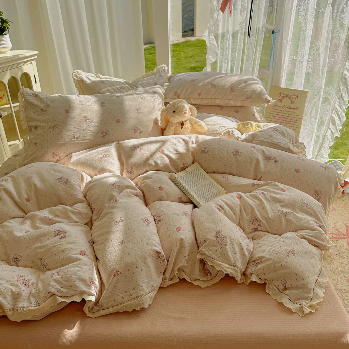 91家纺网 家纺一手货源 找家纺 （总）颜选 2025新款全棉纯棉花边款四件套