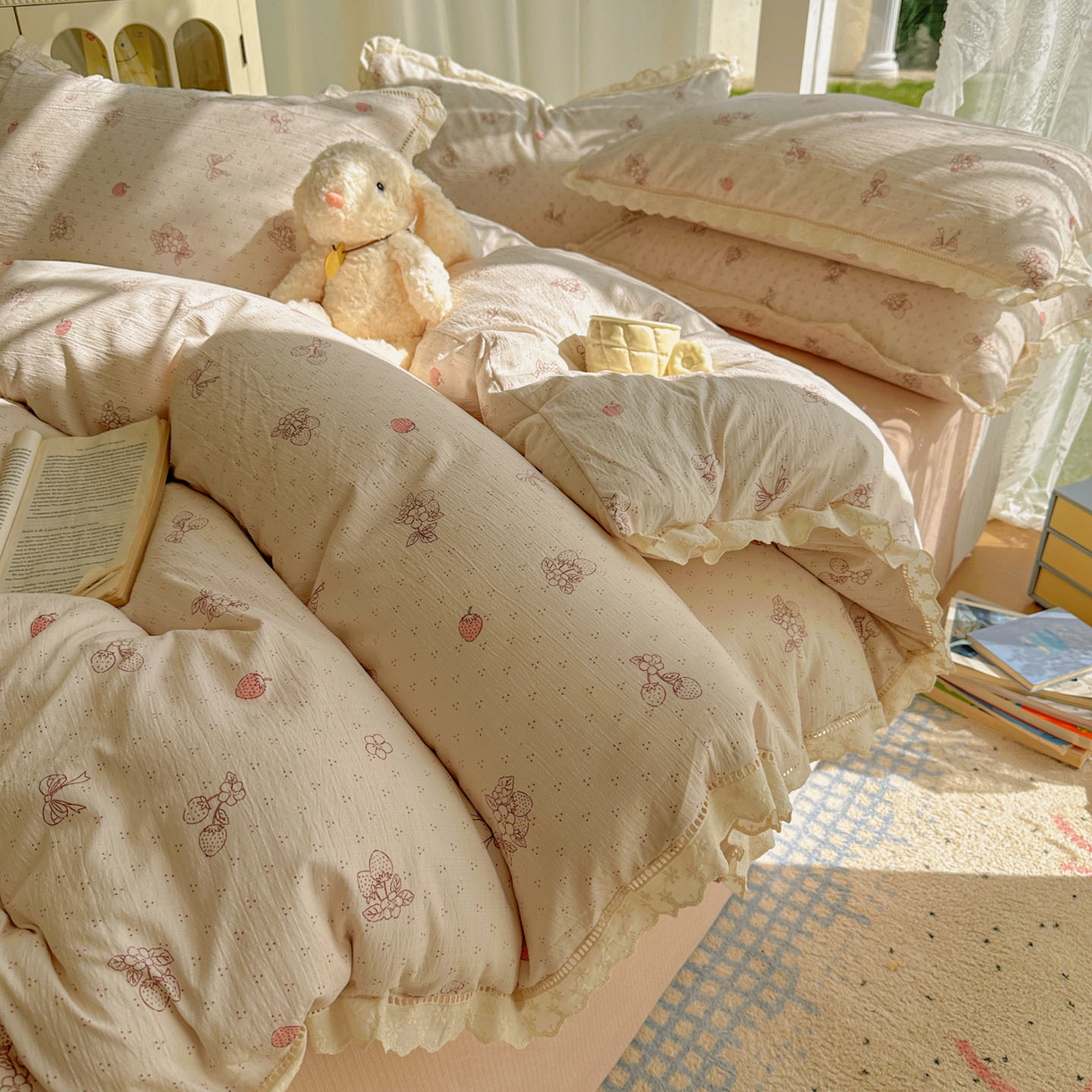 91家纺网 家纺一手货源 找家纺 （总）颜选 2025新款全棉纯棉花边款四件套