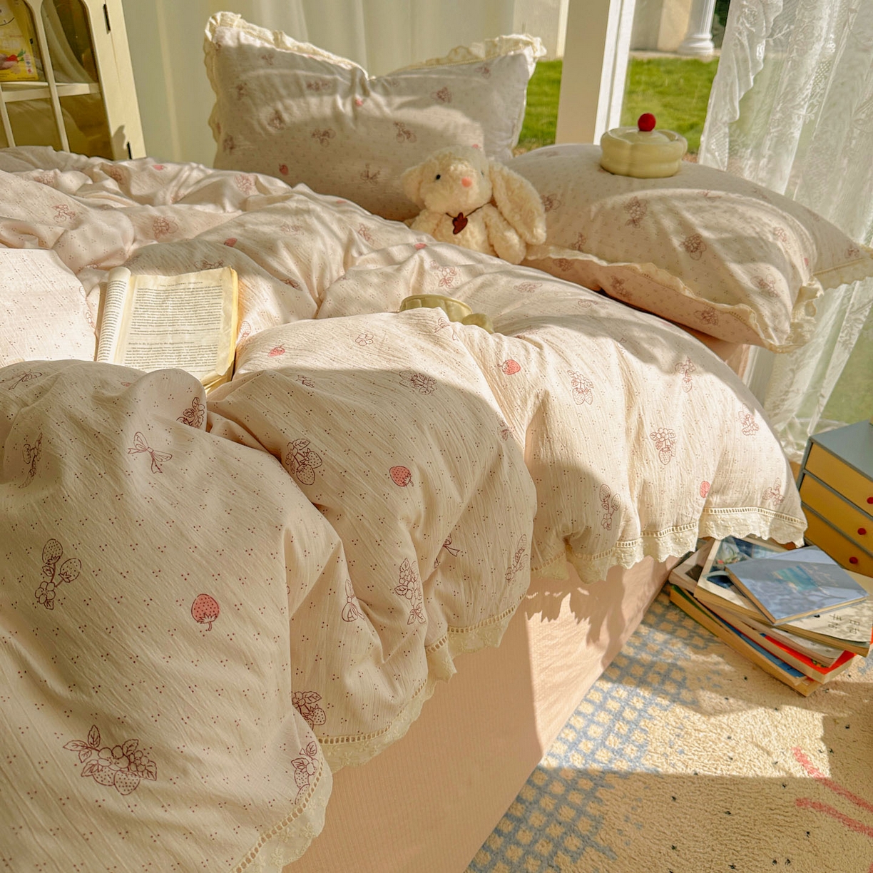 91家纺网 家纺一手货源 找家纺 （总）颜选 2025新款全棉纯棉花边款四件套