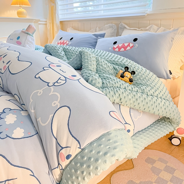 91家纺网 家纺一手货源 找家纺 花满路 2025新款儿童秋冬豆豆被玉桂狗