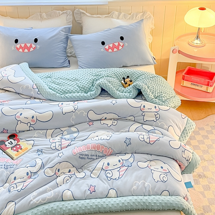 91家纺网 家纺一手货源 找家纺 花满路 2025新款儿童秋冬豆豆被玉桂狗