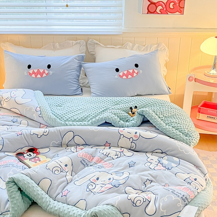 91家纺网 家纺一手货源 找家纺 花满路 2025新款儿童秋冬豆豆被玉桂狗