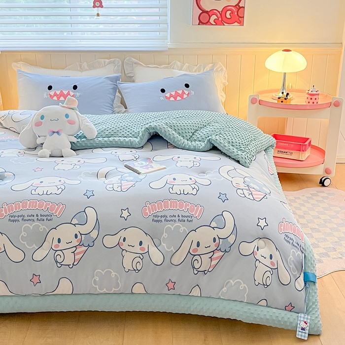 91家纺网 家纺一手货源 找家纺 花满路 2025新款儿童秋冬豆豆被玉桂狗