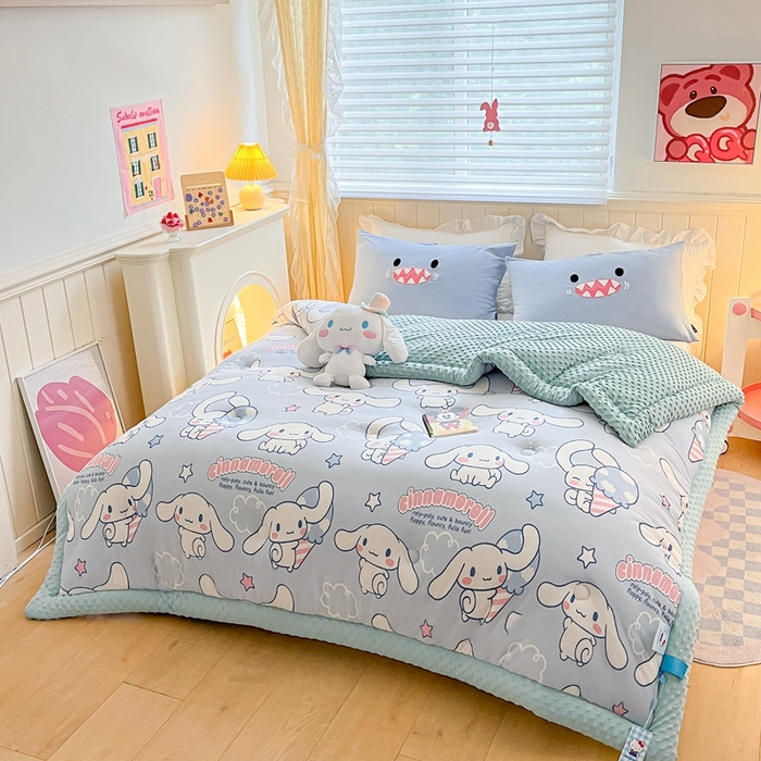 91家纺网 家纺一手货源 找家纺 花满路 2025新款儿童秋冬豆豆被玉桂狗