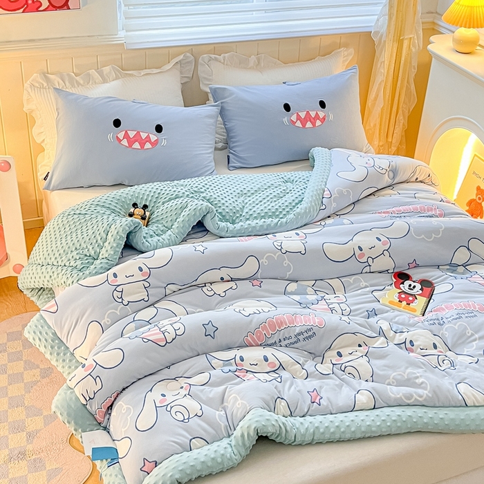 91家纺网 家纺一手货源 找家纺 花满路 2025新款儿童秋冬豆豆被玉桂狗