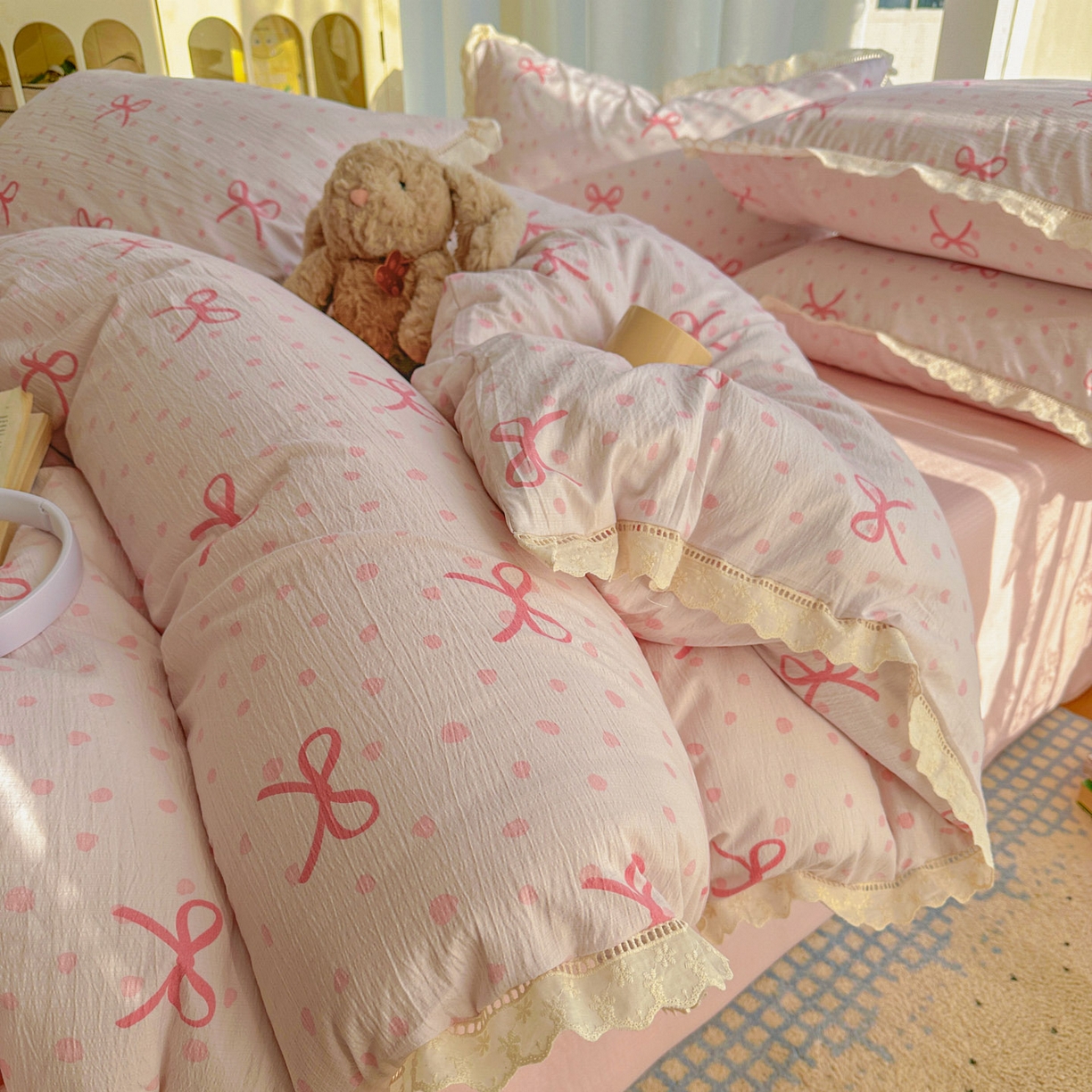 91家纺网 家纺一手货源 找家纺 （总）颜选 2025新款全棉纯棉花边款四件套