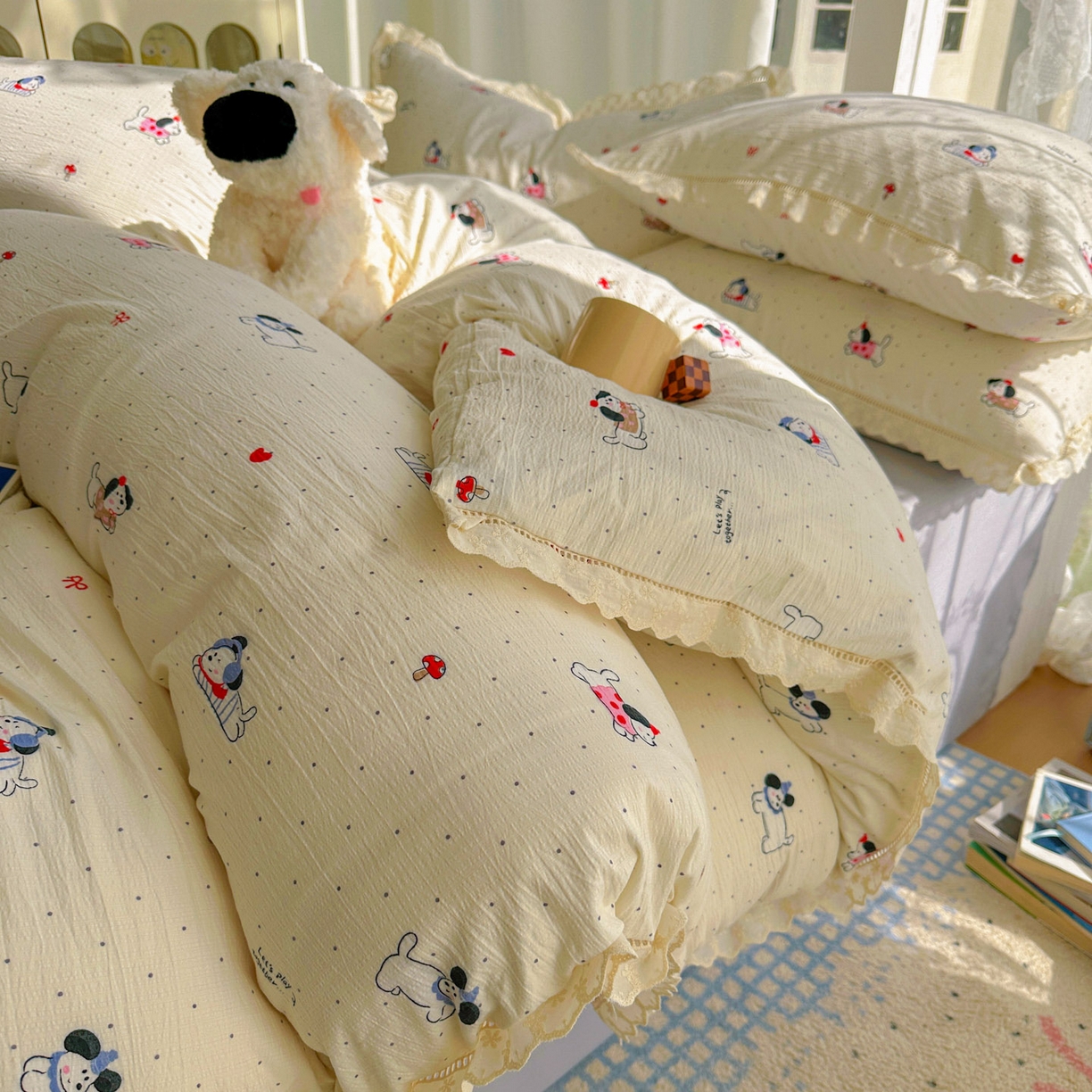 91家纺网 家纺一手货源 找家纺 （总）颜选 2025新款全棉纯棉花边款四件套