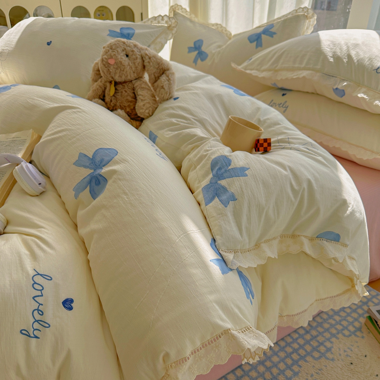 91家纺网 家纺一手货源 找家纺 （总）颜选 2025新款全棉纯棉花边款四件套