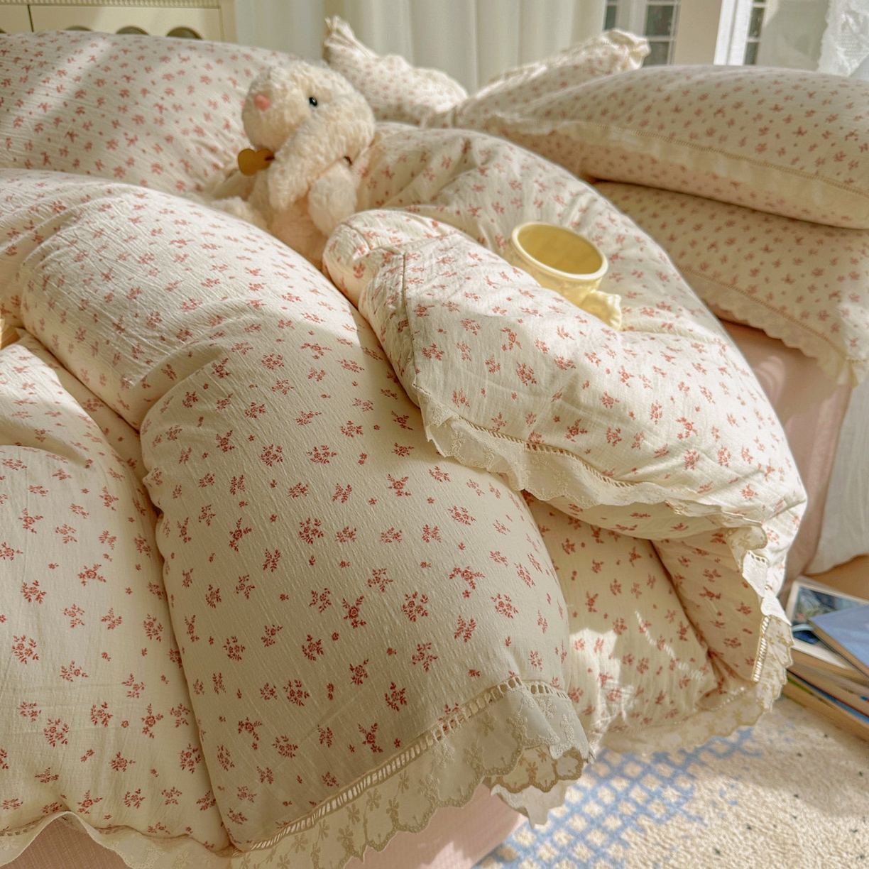 91家纺网 家纺一手货源 找家纺 （总）颜选 2025新款全棉纯棉花边款四件套