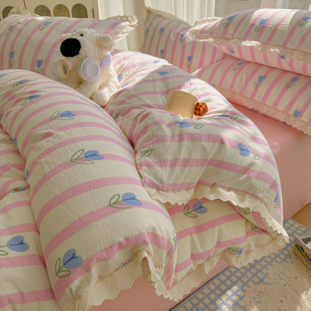 91家纺网 家纺一手货源 找家纺 （总）颜选 2025新款全棉纯棉花边款四件套