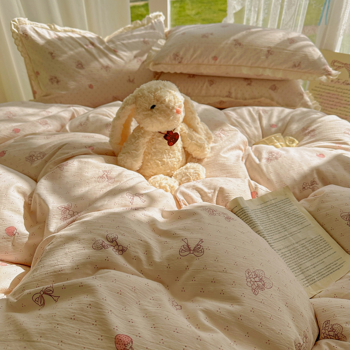 91家纺网 家纺一手货源 找家纺 颜选 2025新款全棉纯棉花边款四件套 全棉花边本古