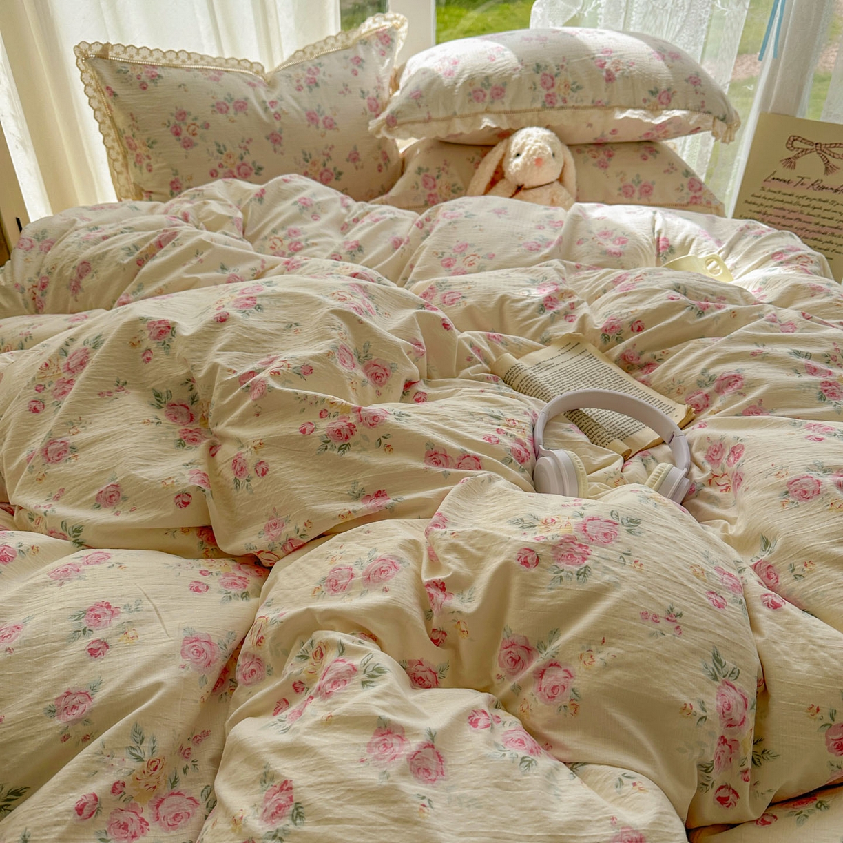 91家纺网 家纺一手货源 找家纺 颜选 2025新款全棉纯棉花边款四件套 全棉花边花期