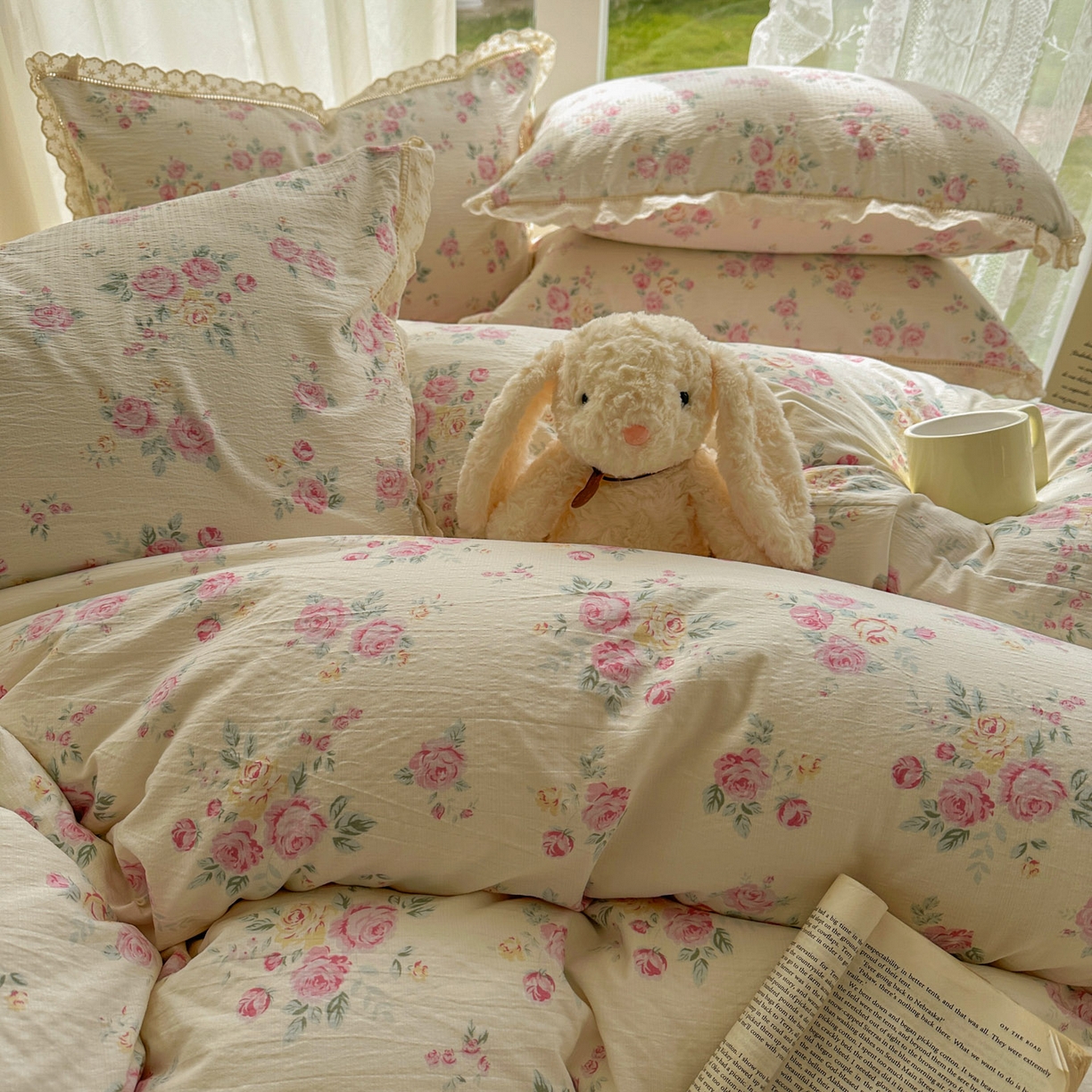 91家纺网 家纺一手货源 找家纺 颜选 2025新款全棉纯棉花边款四件套 全棉花边花期