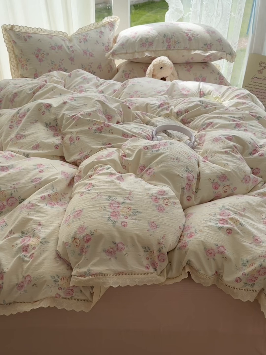 91家纺网 家纺一手货源 找家纺 颜选 2025新款全棉纯棉花边款四件套 全棉花边花期