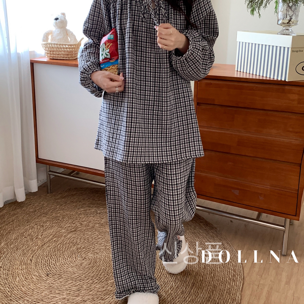 （總）多樂娜 2025新款法式純棉厚織雙層紗睡衣家居服套裝（會員-5元）