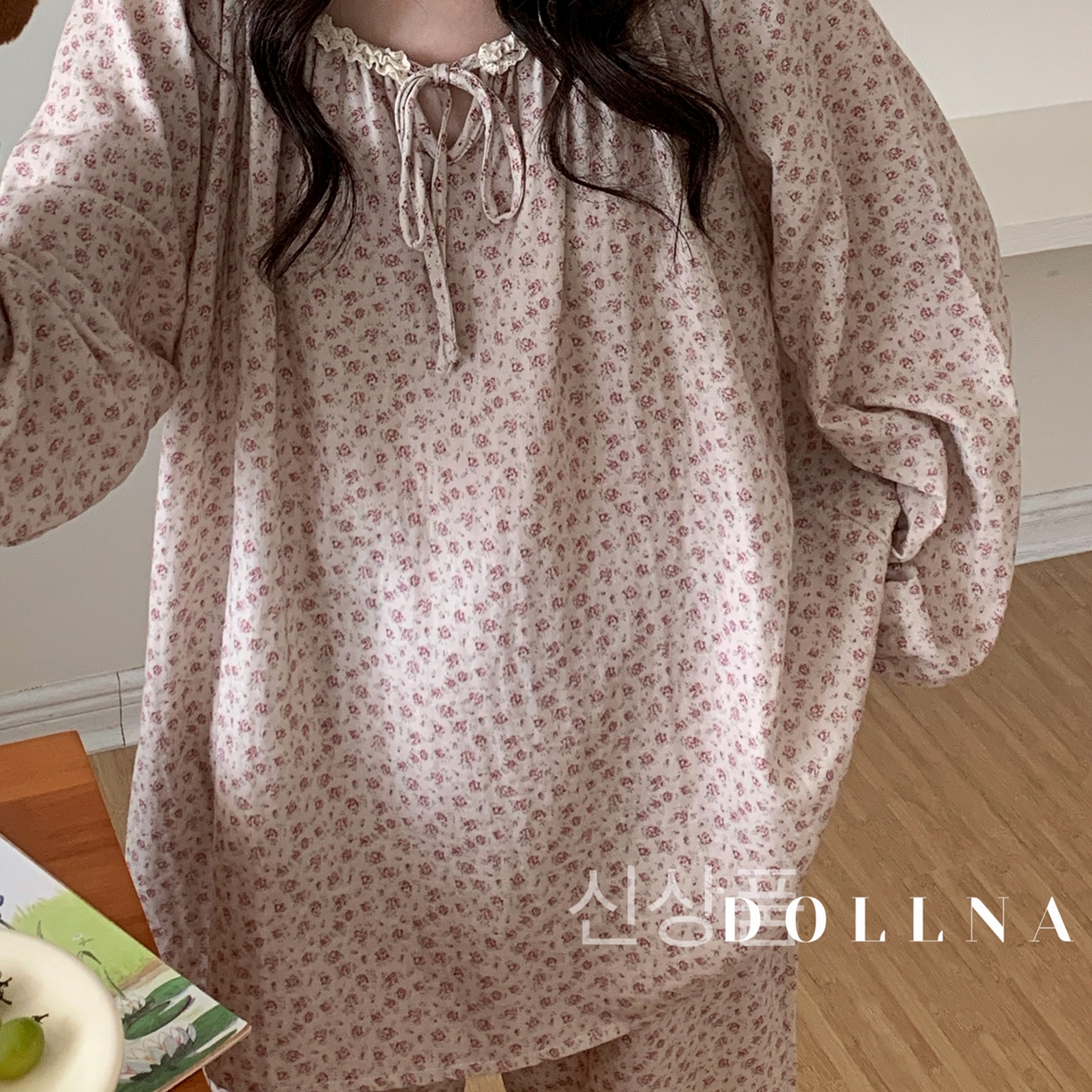 91家纺网 家纺一手货源 找家纺 多乐娜 2025新款法式纯棉厚织双层纱睡衣家居服套装（会员-5元） 厚织双层纱-小玫瑰粉