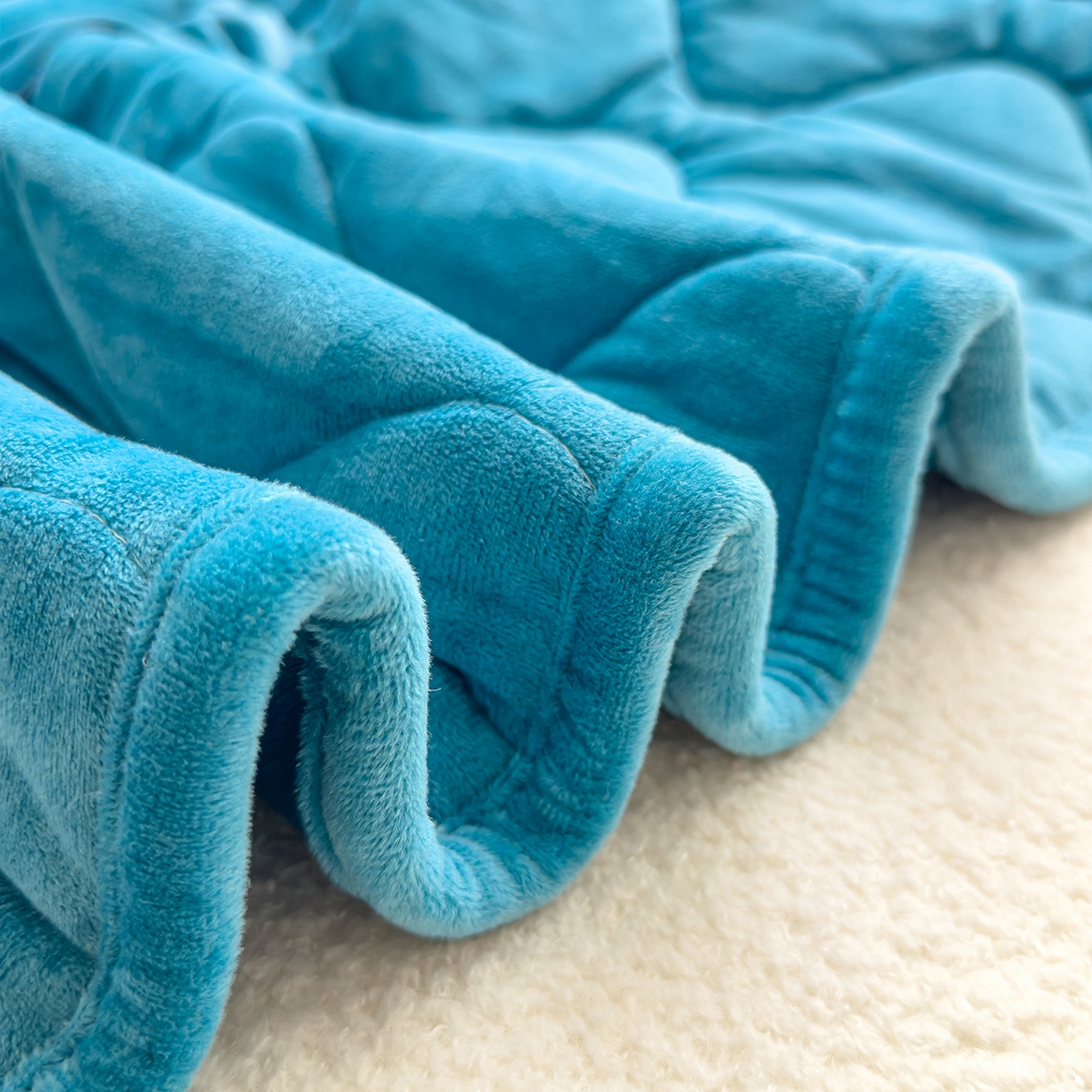 91家纺网 家纺一手货源 找家纺 诺可 2025新款牛奶绒刺绣幸运日手提式多功能抱枕被 幸运日-蓝