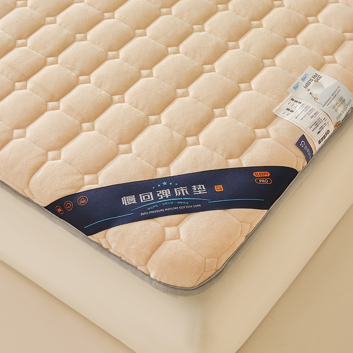 91家纺网 家纺一手货源 找家纺 丽诺床垫 2025新款德芙绒记忆棉两用5厘米床垫垫子 驼色